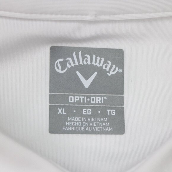 Callaway Opti-Dri Polo Shirt Mens XL White & Blue Golf Stretch Short Sleeve - Picture 7 of 13